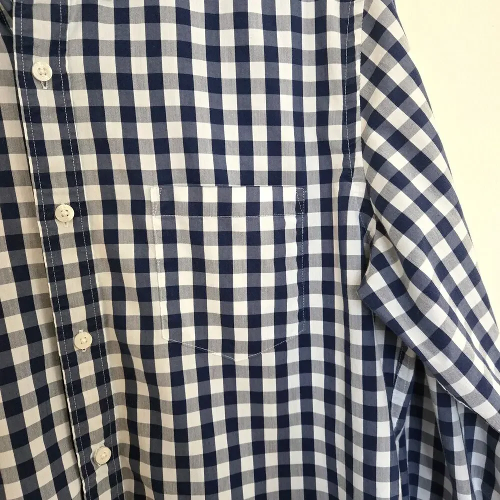 J.Crew Men's Performance Slim Untucked Gingham Button Down Shirt L